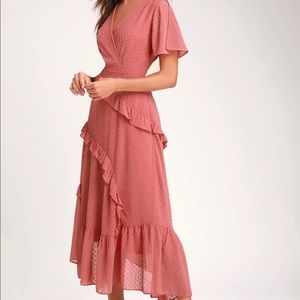 Lulus next to you Rusty Rose Midi dress